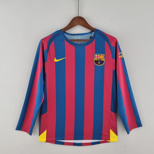 Barcelona Home Long Sleeve Retro Jersey UCL Final 2006