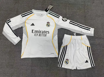 Real Madrid Home Long Sleeve Kids Suit 25/26