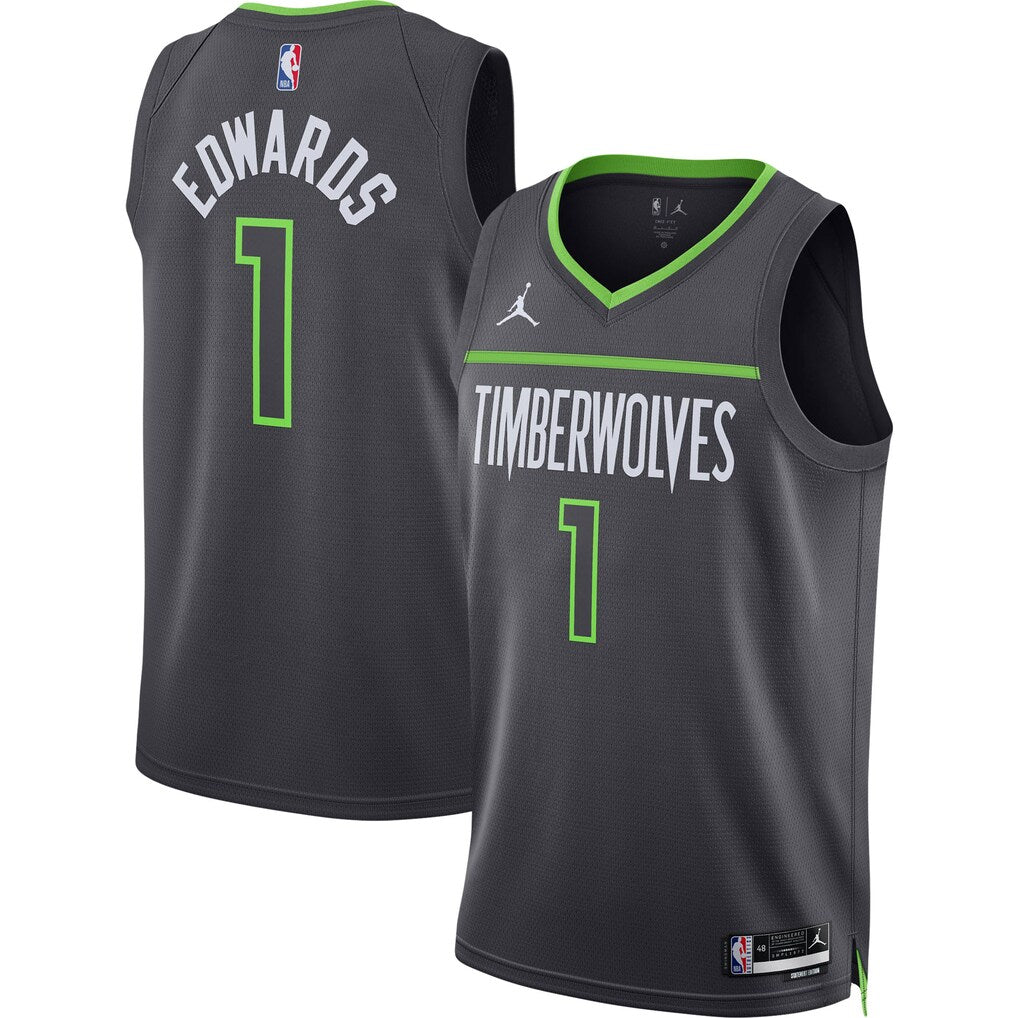Anthony Edwards Minnesota Timberwolves Charcoal Swingman Jersey - Statement Edition