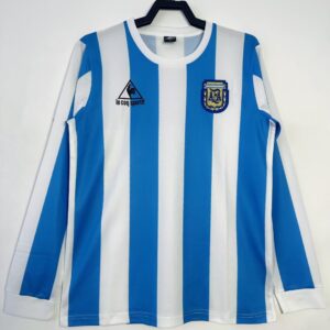 Argentina Home Long Sleeve Retro Jersey 1986