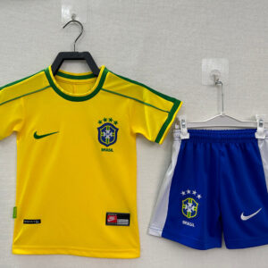 Brazil Home Retro Kids Jersey 1998